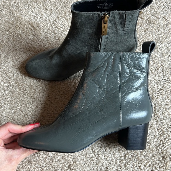 Kurt Geiger Elmer Block heel grey bootie eagle zip up pull on size 36 leather - Picture 4 of 10